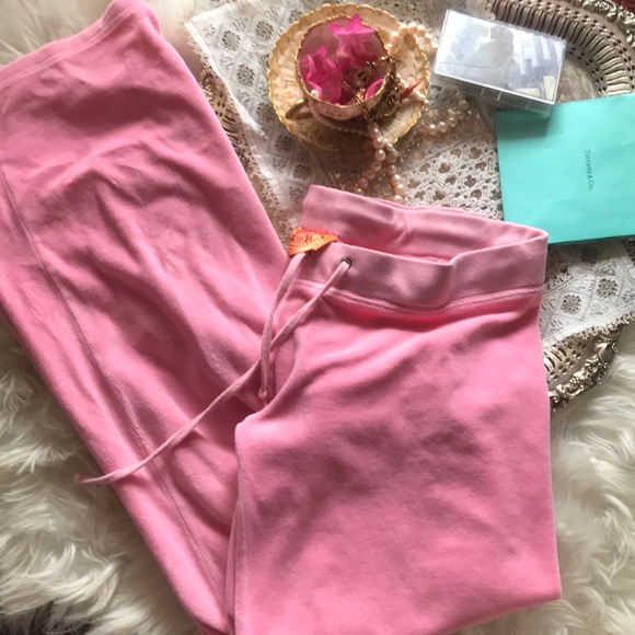 Vintage Y2k Juicy Couture Velour Pant Tracksuit OG Rare Pink S Barbie Love P&G - Picture 1 of 17